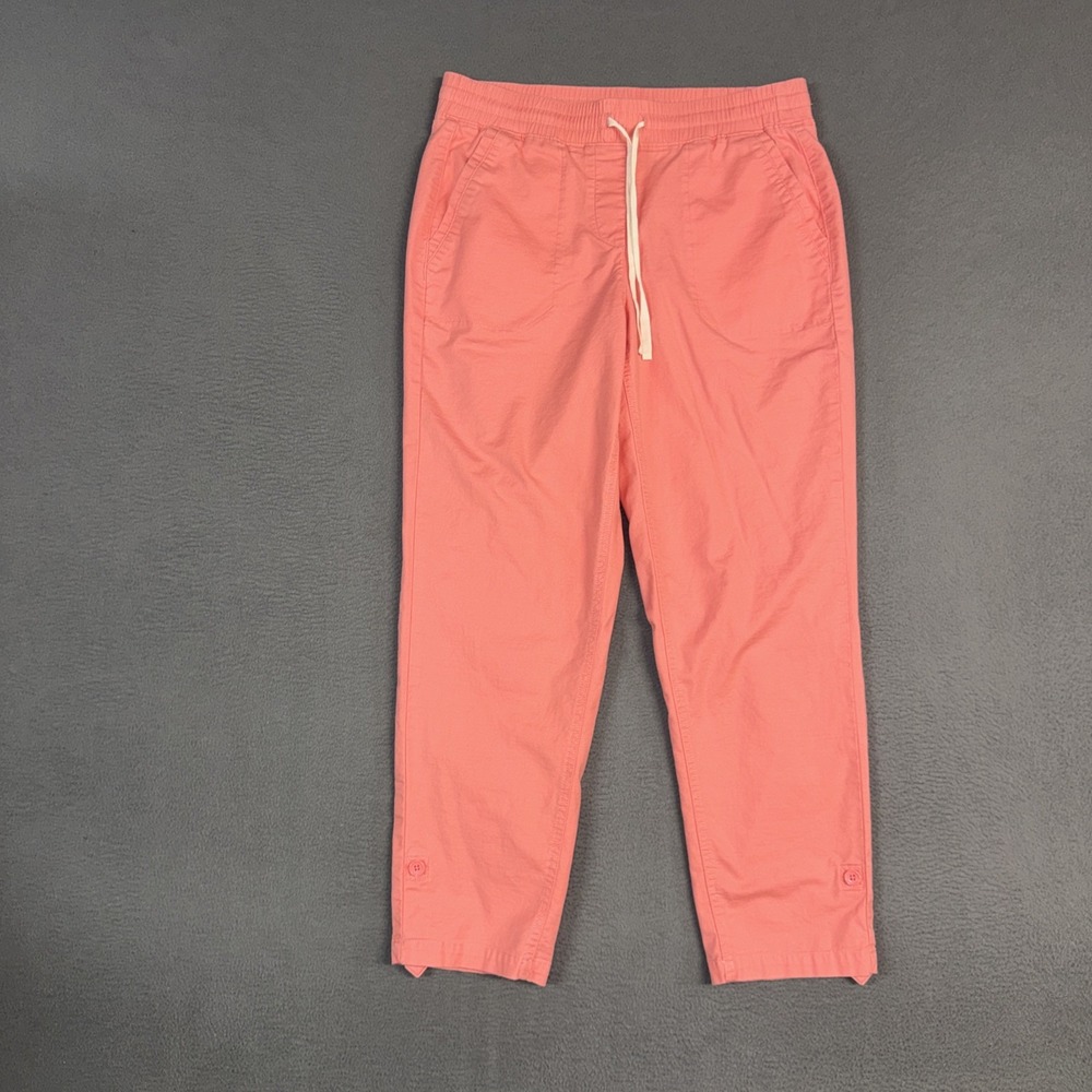 Talbots Pants Womens Small Pink Tapered Pull On Stretch Convertible Cotton Blend